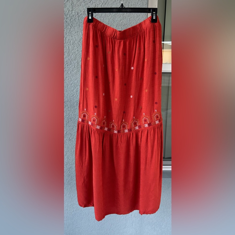 Nurtura By Westbound Women’s Embroidered Stretch Waist Lined Maxi Skirt Size XL